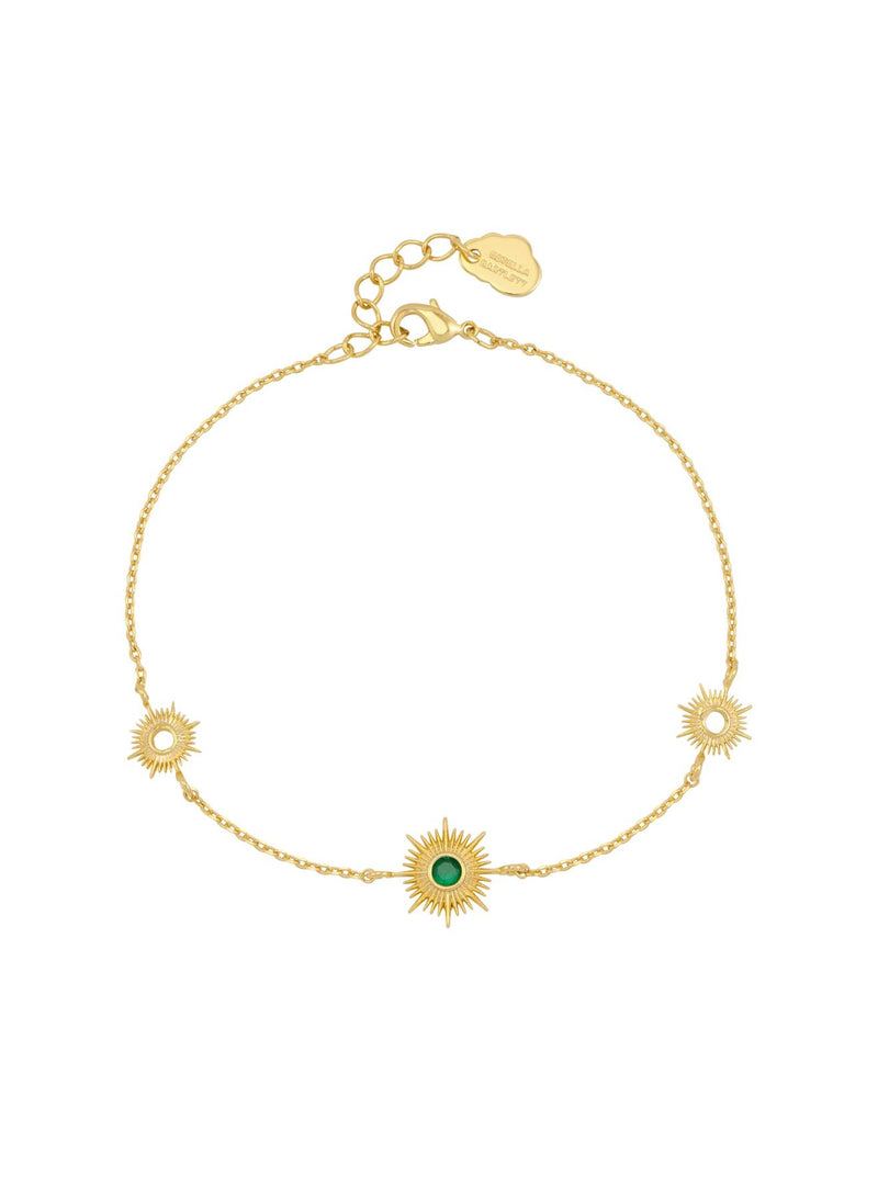 Multi Sunburst Chain Bracelet/Green Cubic Zirconia - Gold Plated - Shine Bright - Estella Bartlett