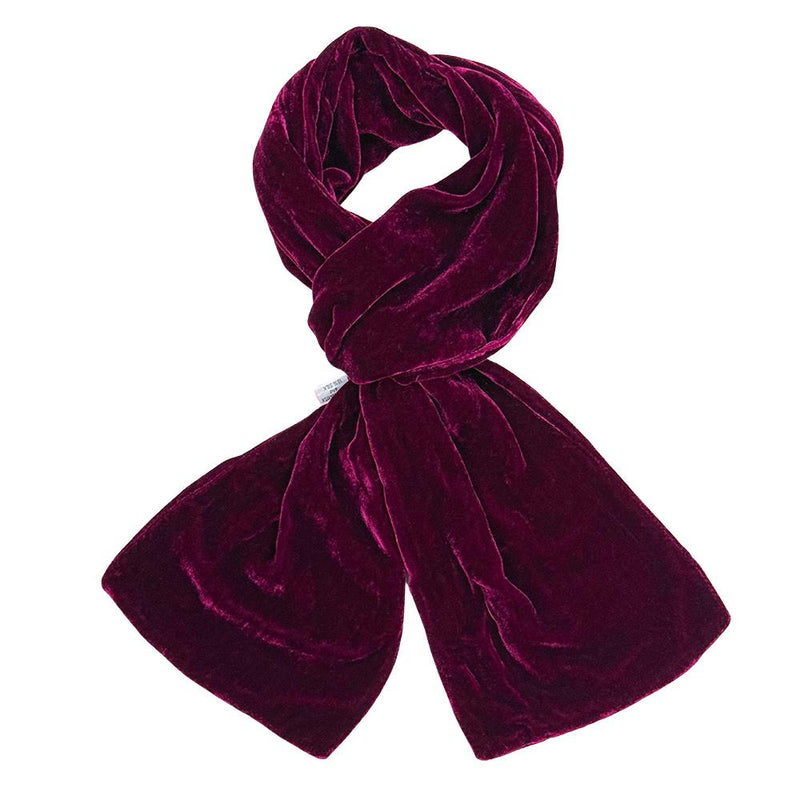 Lua - Silk Velvet Scarf - Plain Velvet - 165 x 17cms - Various Colour Options