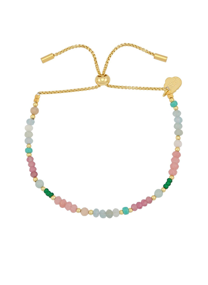 Amelia Gemstone Bracelet - Pink Opal, Aquamarine & Gold Plated - Love - Estella Bartlett