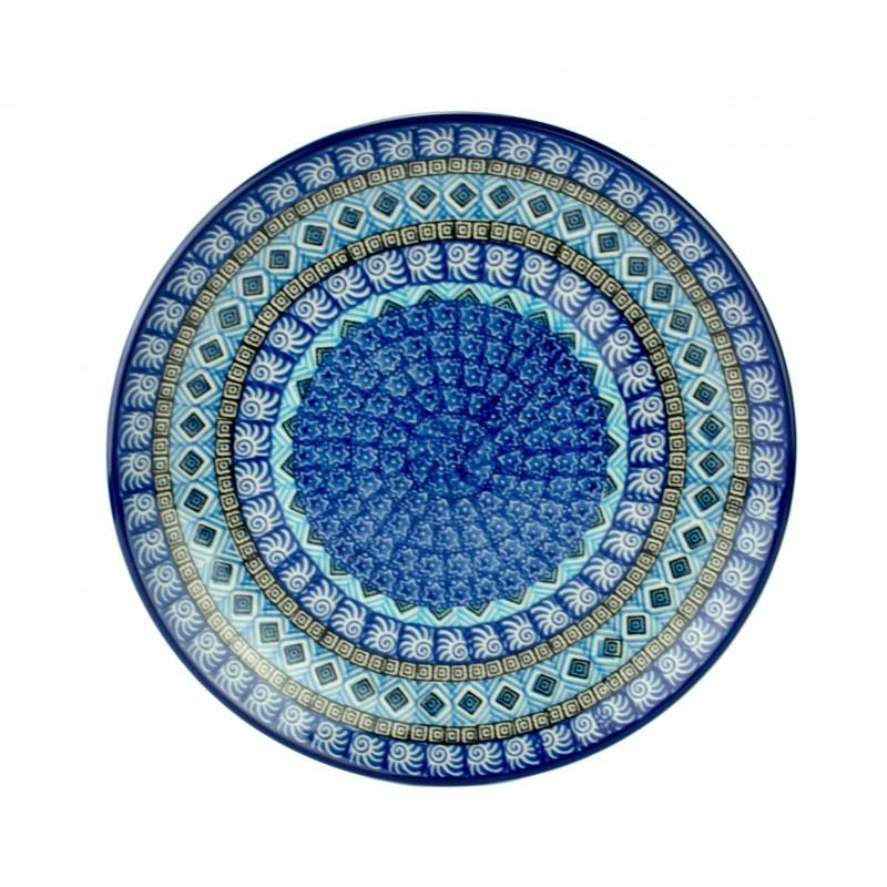 Dinner Plate - Blue Mosaics - 25cms - 0257-1917X - Polish Pottery