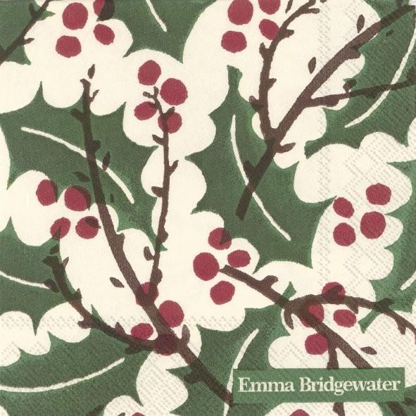 Emma Bridgewater - 20 x Cocktail Napkins/Serviettes - 25 x 25cms - Christmas Holly & Berries