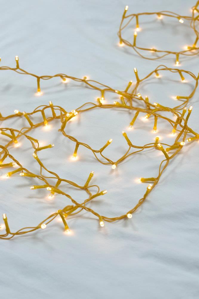 Pin Lights - 200 LED Indoor/Outdoor Yellow Light Chain - Mains Powered