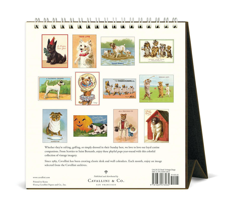 Cavallini - 2025 Desk Calendar - 6 x 6.5ins - Vintage Dogs