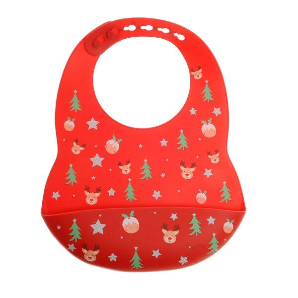 Silicone Catch It/Pelican Bib - Christmas Puddings/Trees/Rudolf- 3-36 months - Ziggle