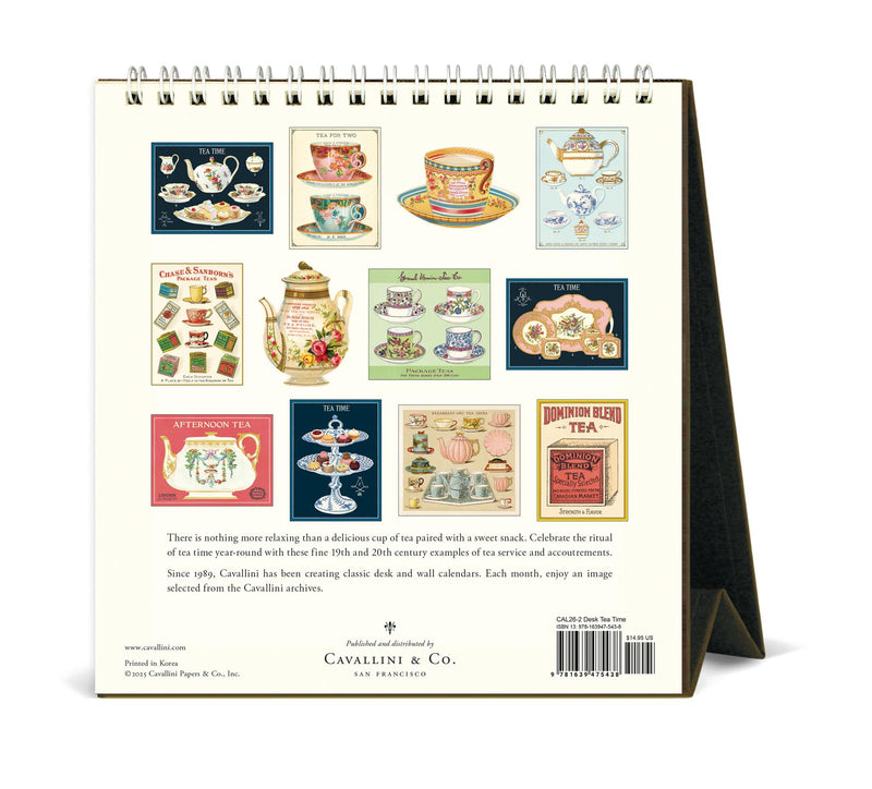 Cavallini - 2026 Desk Calendar - 6 x 6.5ins - Tea Time