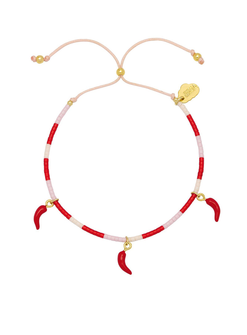 Red Chilli Miyuki Bead Bracelet - Gold Plated - Hot Stuff - Estella Bartlett