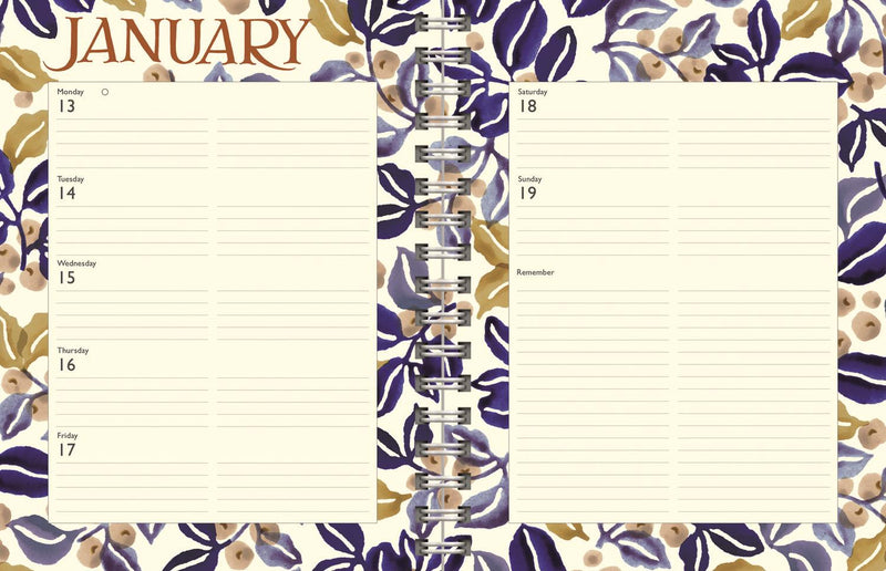 Emma Bridgewater - 2025 Week To View A5 Spiral Bound Engagement Diary - Wildflowers