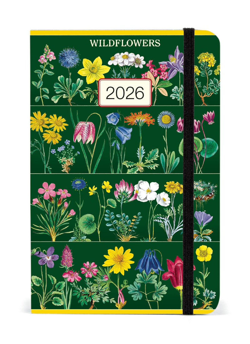 Cavallini 2026 Diary - Wildflowers - 4x6ins - Week At A Glance Layout - Elastic Enclosure