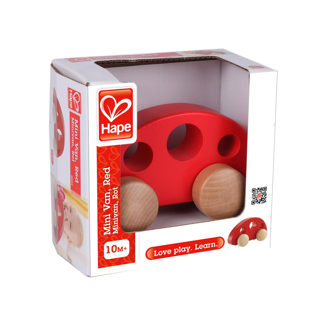 Hape Little Red Mini Van/Car Wooden Push Pull Along Toy