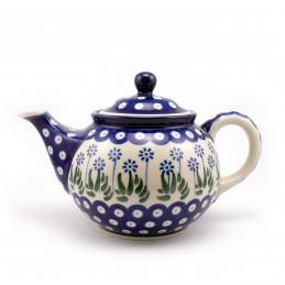 Medium Teapot - Daisies & Blue Spots - 0.9 Litre - 0264-0377EX - Polish Pottery