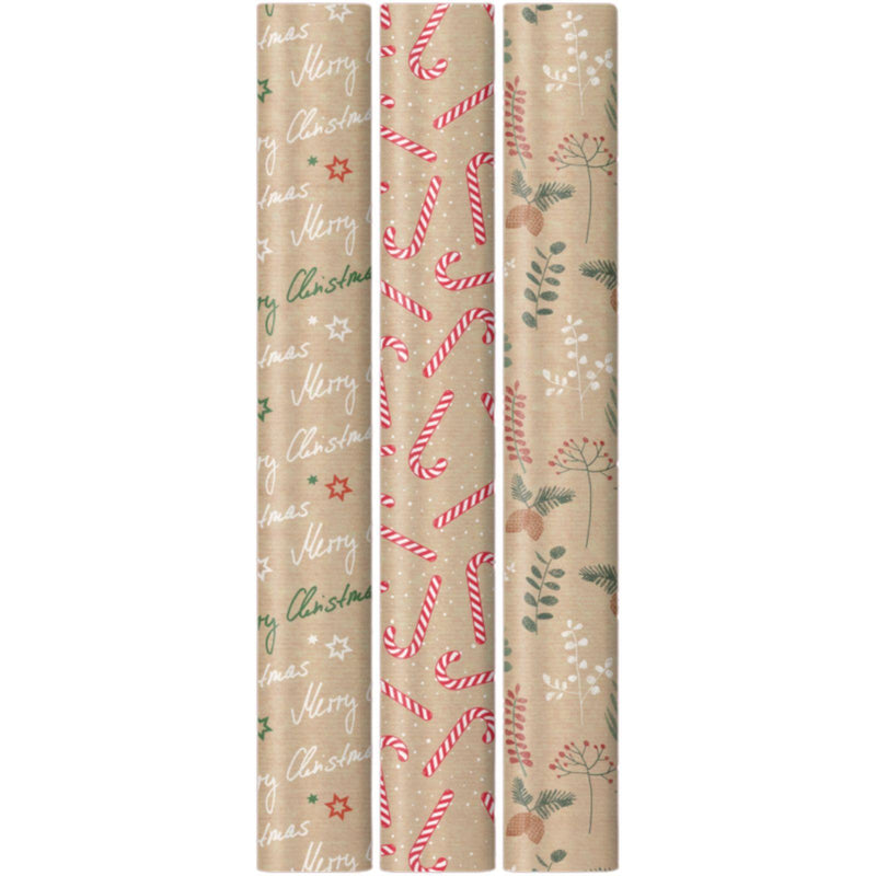 Christmas Assortment - Roll Wrap Plastic-Free/Eco Recycled (RW25TRADRB) - 4m