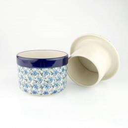 Butter Bell - Blue Flowers - 0270-2162X - 11 x 8cms - Polish Pottery