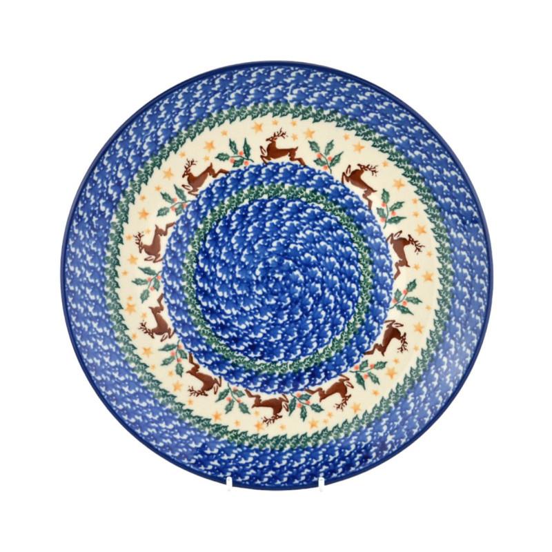 Dinner Plate - Christmas Trees & Reindeers - 25cms - 0257-1952X - Polish Pottery
