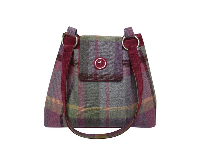 Earth Squared - Ava Shoulder Bag - Gullane Tweed Wool - Burgandy/Plum - 30x27cms