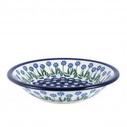 Pasta Plate/Soup Bowl - Daisies & Blue Spots - 0026-0377EX - 21.5 x 4.5cms - Polish Pottery