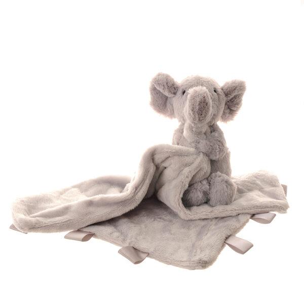 Elephant Velour Plush Comforter Blanket - Grey - Suitable From Birth - Ziggle