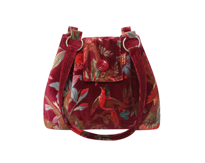 Earth Squared - Ava Shoulder Bag - Eden Velvet - Teal Blue Botanical - 30x27cms