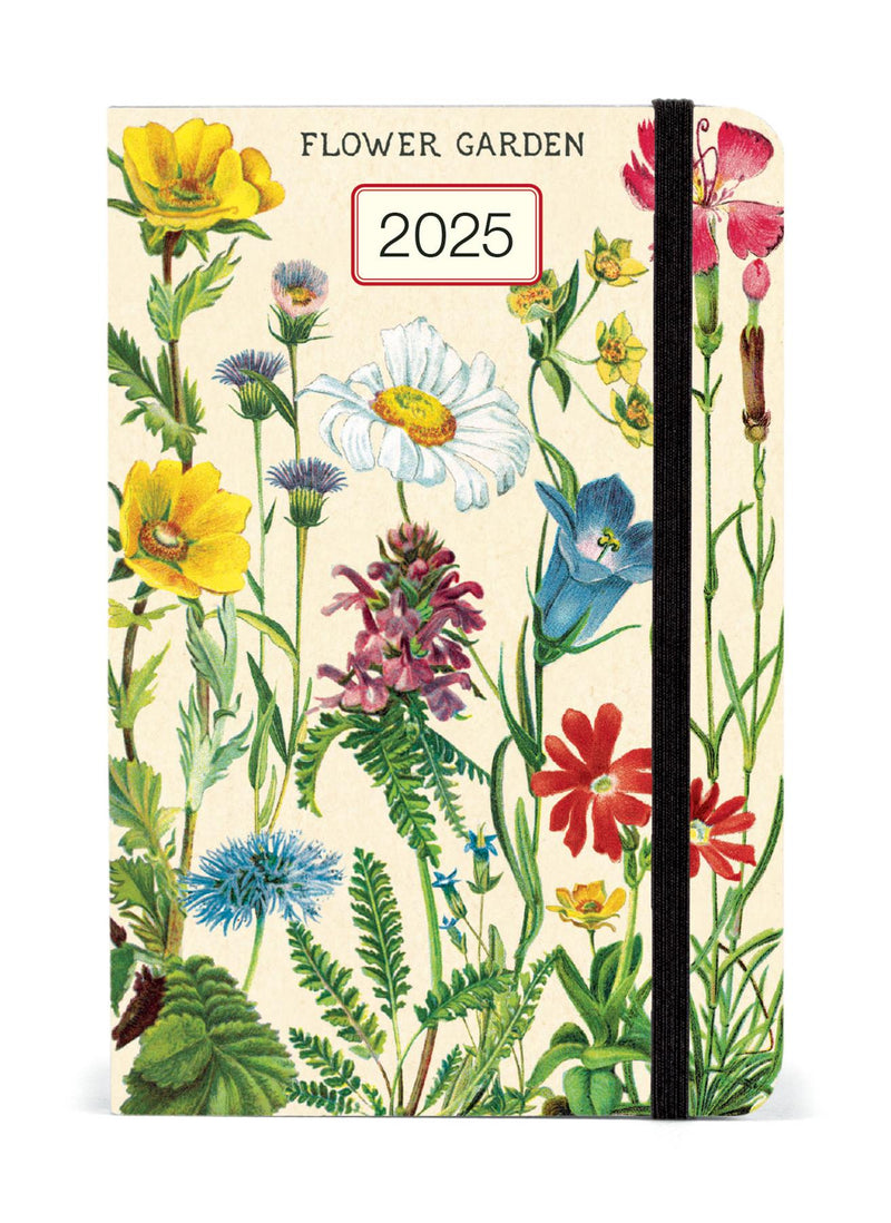 Cavallini 2025 Diary - Flower Garden - 4x6ins - Week At A Glance Layout - Elastic Enclosure