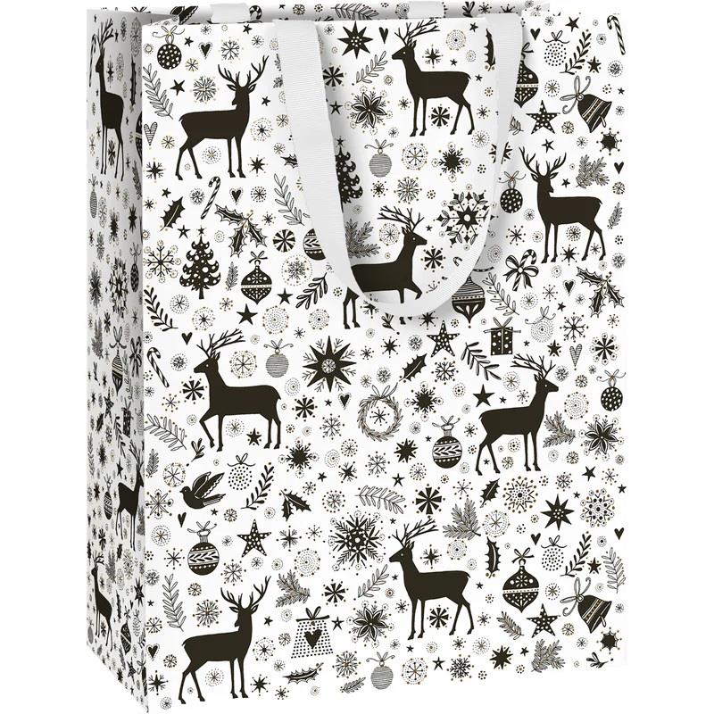 Cedric Stag - Black & White - Gift Bag - 18 x 8 x 21cms