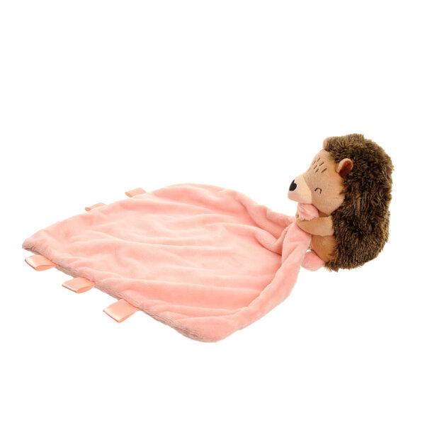 Hedgehog Velour Plush Comforter Blanket - Brown & Pink - Suitable From Birth - Ziggle