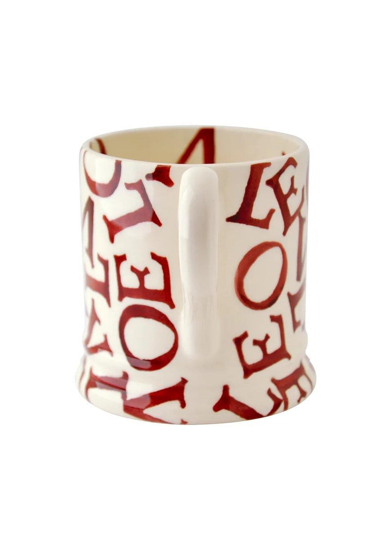 Emma Bridgewater - Half Pint Mug (300ml/1/2pt) - 9.3x8.2cms - Polka Red Love - L O V E