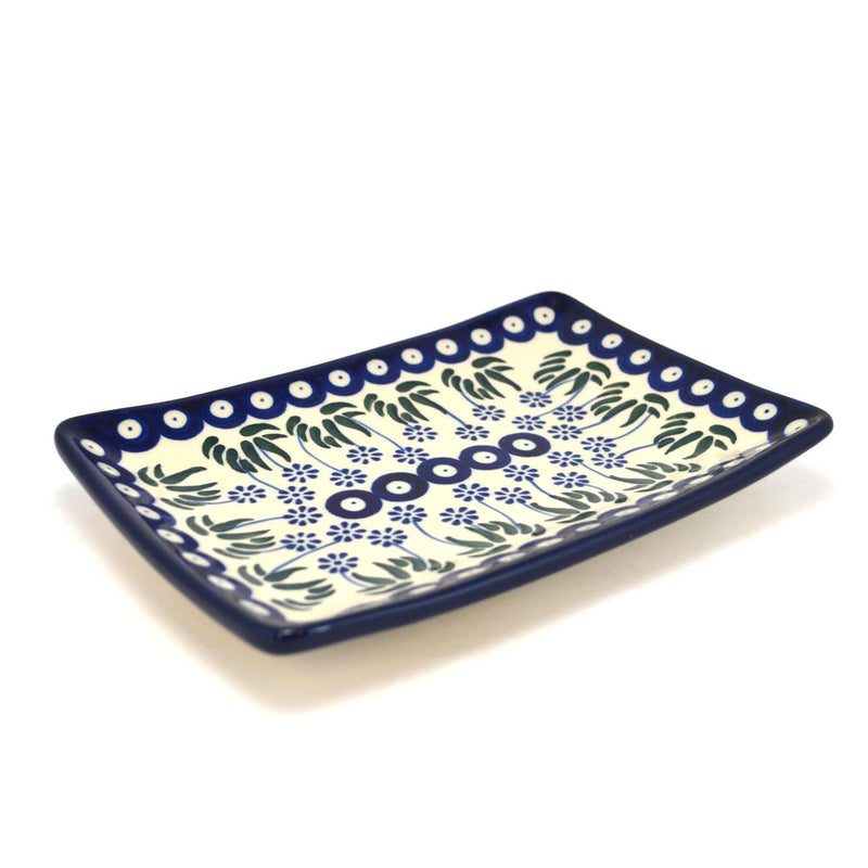 Sushi Platter - Daisies & Blue Spots - 21.5x14.5cms - C21-0377EX - Polish Pottery