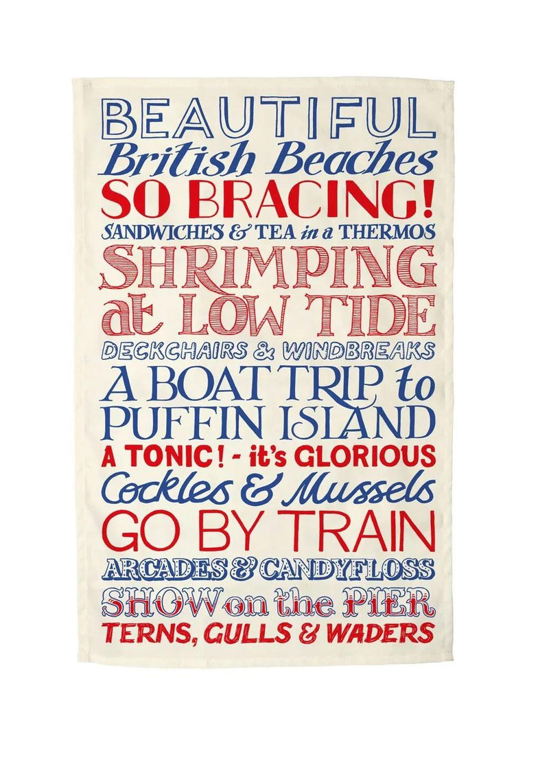 Emma Bridgewater - 100% Cotton - Tea Towel 48 x 70cms - Red & Blue Toast - Seaside