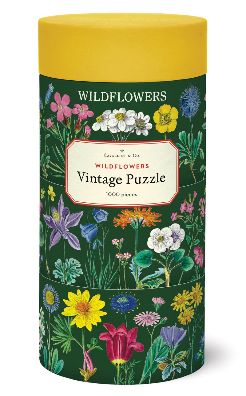 Cavallini - Vintage Jigsaw Puzzle - 1000 Pieces - 55x70cms - Wildflowers (Dark Green)