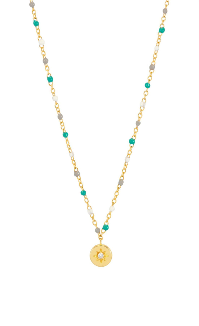 Cubic Zirconia Enamel Beaded Necklace - Gold Plated - Choose To Shine - Estella Bartlett