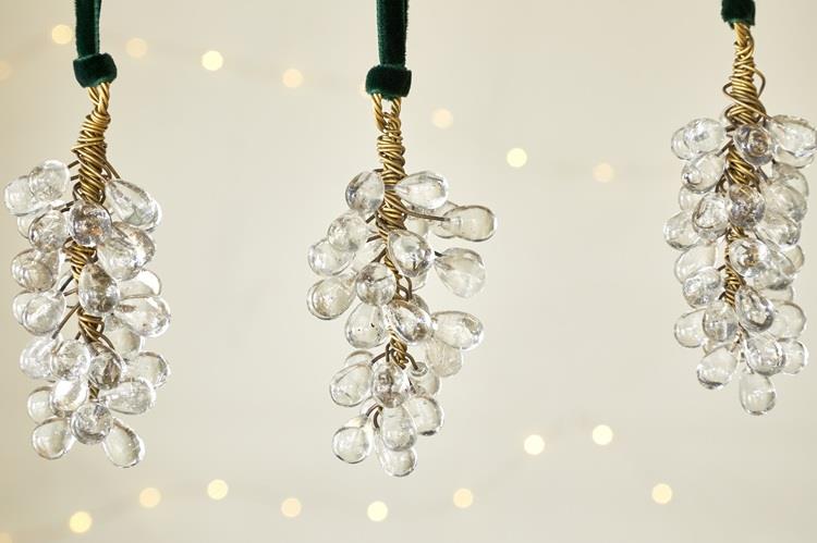 Danvi Glass Drop Baubles - Brass & Clear - Set of 3 - DB5501 - Nkuku