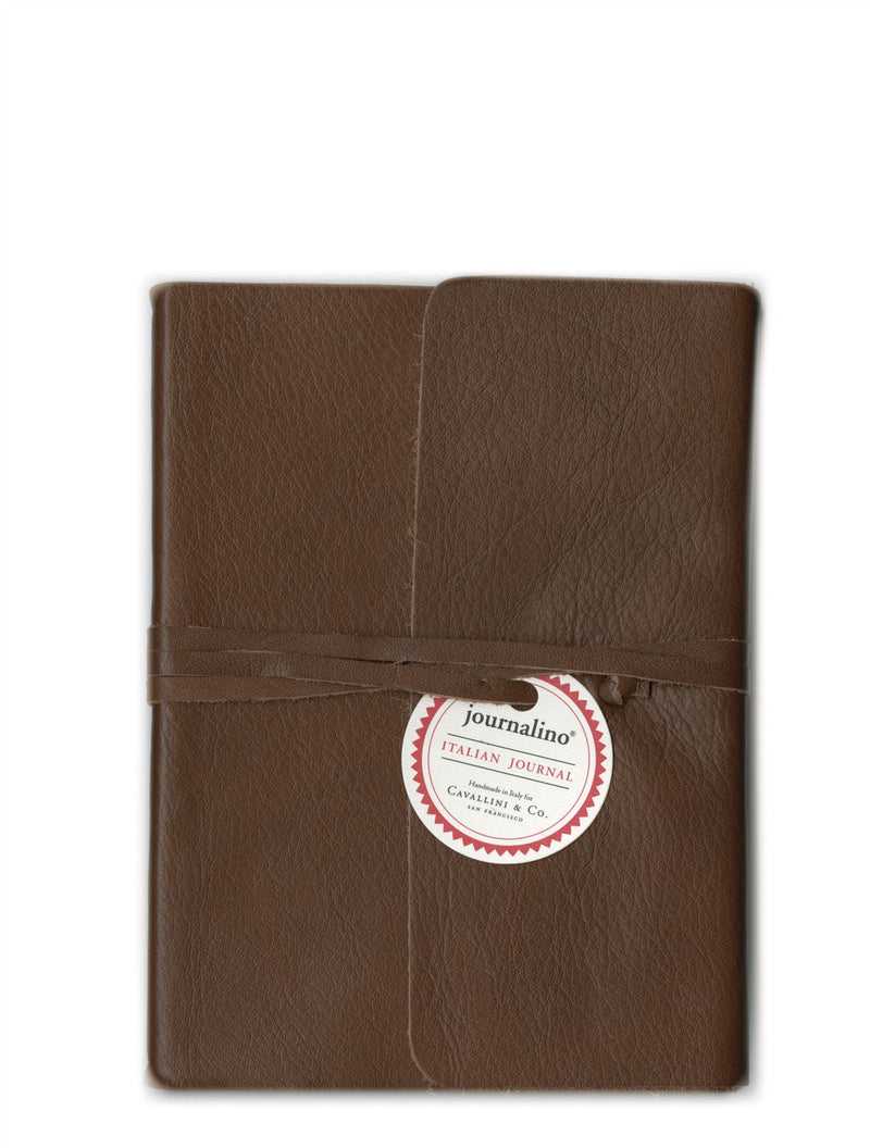 Cavallini - Slim Brown Leather Journalino - Small 5x7ins or Medium 6x8ins - 128 Lined Pages