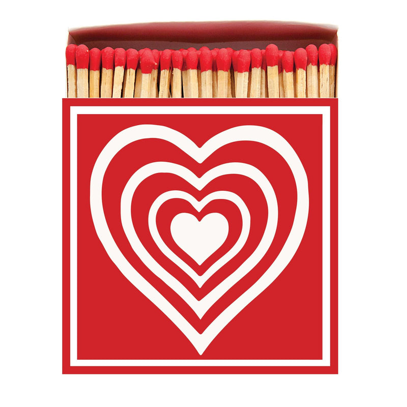 Concentric Red Heart (B207) - 125 Luxury Safety Matches - Archivist