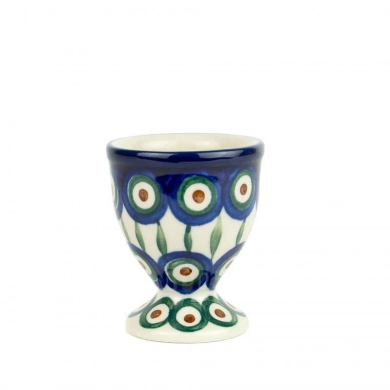 Egg Cup - Green, Red & White Spots - Peacock - 0106-0054X - Polish Pottery