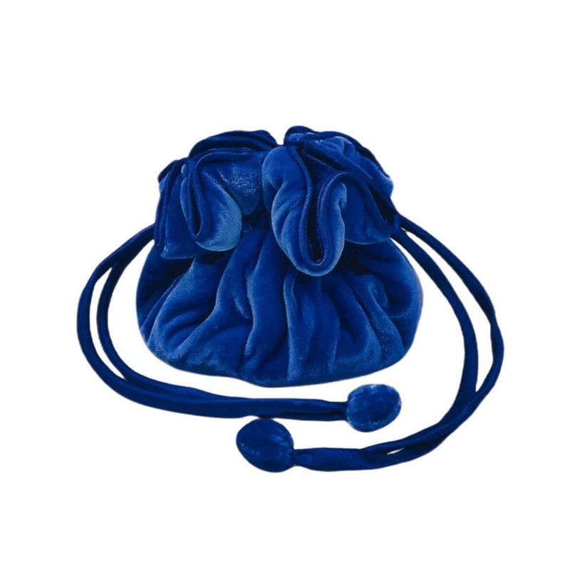Lua - Round Velvet Draw-Pull Jewellery Pouch - Cobalt Blue - 12x9.5cms