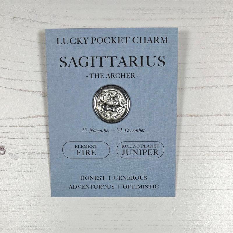 Sagittarius The Archer (22 Nov - 21 Dec) - Zodiac Lucky Pocket Charm - Pewter Token - Compton & Clarke