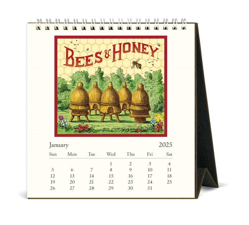 Cavallini - 2025 Desk Calendar - 6 x 6.5ins - Bees & Honey/Bee Hive