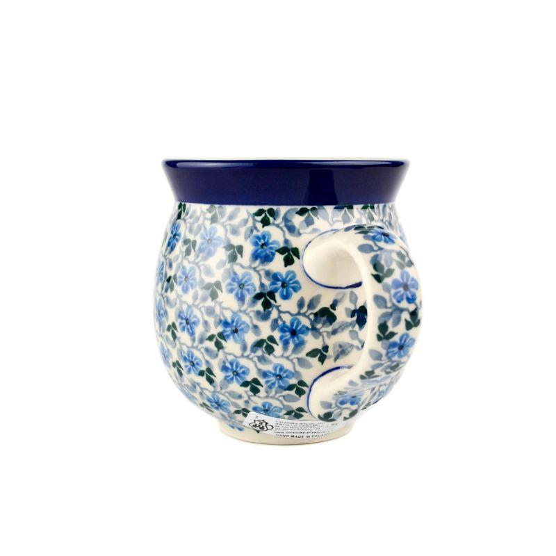 Medium Round Mug - Blue Flowers - 350ml - 0070-2162X - Polish Pottery