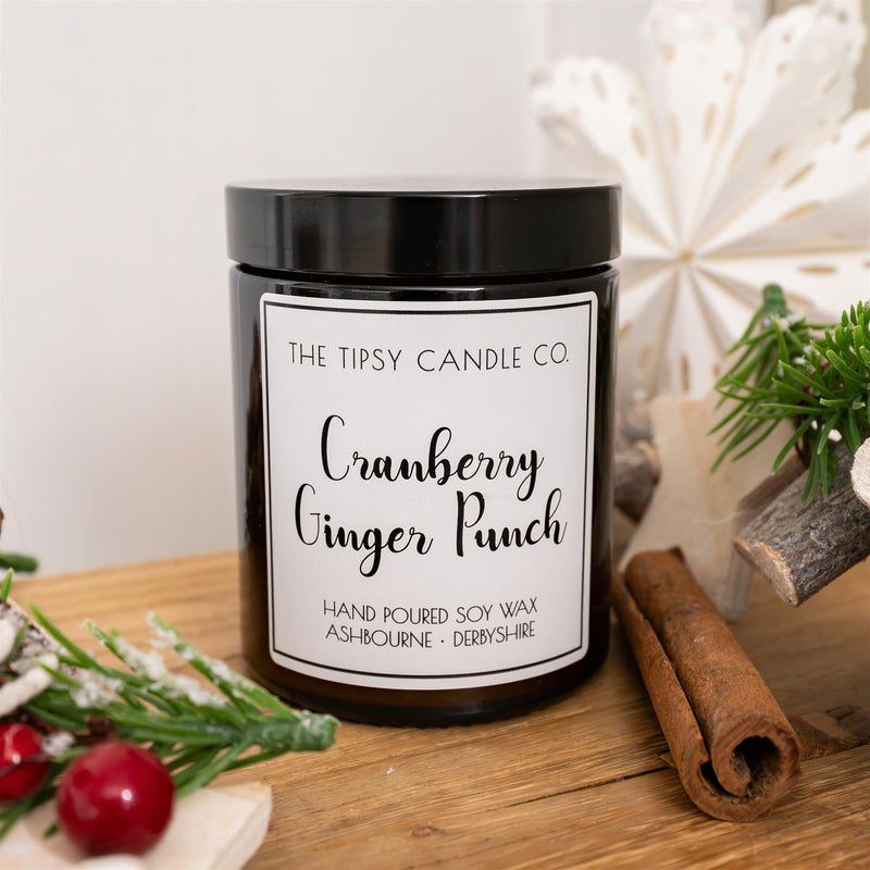 Cranberry Ginger Punch - Soya Wax Candle 180ml/35hrs Burn Time - The Tipsy Candle Company