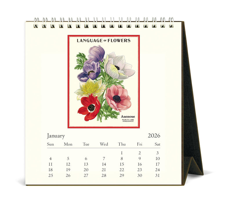 Cavallini - 2026 Desk Calendar - 6 x 6.5ins - Language Of Flowers