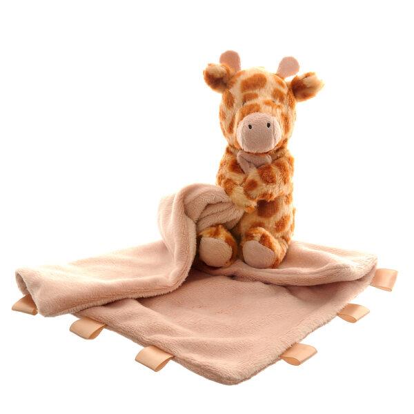 Giraffe Velour Plush Comforter Blanket - Peach & Orange - Suitable From Birth - Ziggle