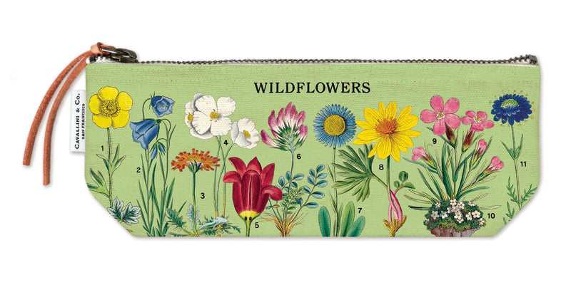 Cavallini - 100% Natural Cotton Vintage Mini Pouch Bag - 10x23cms - Wildflowers
