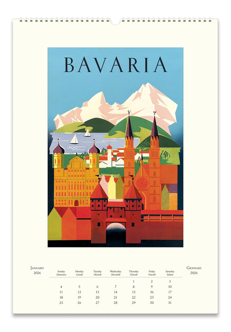 Cavallini - 2026 Wall Calendar - 13 x 19ins - Vintage Travel