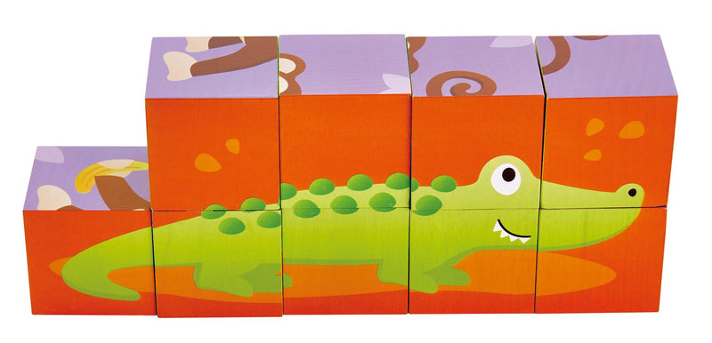 Hape - Jungle/Zoo Animals Block Puzzle - 9 Blocks/6 Puzzles in 1/24 months