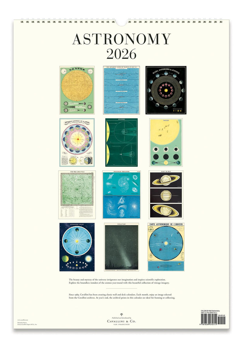 Cavallini - 2026 Wall Calendar - 13 x 19ins - Astronomy/The Moon