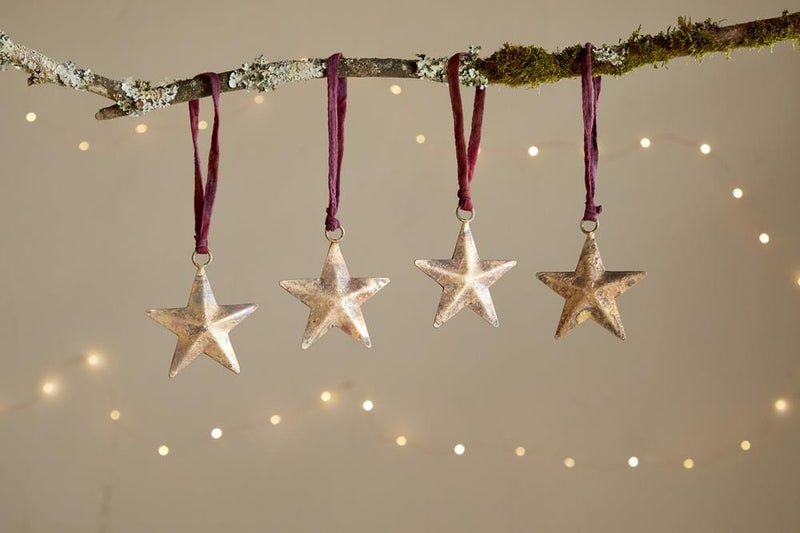 Roshani - Star Baubles - Antique Brass - Set of 4 - RS6101- Nkuku
