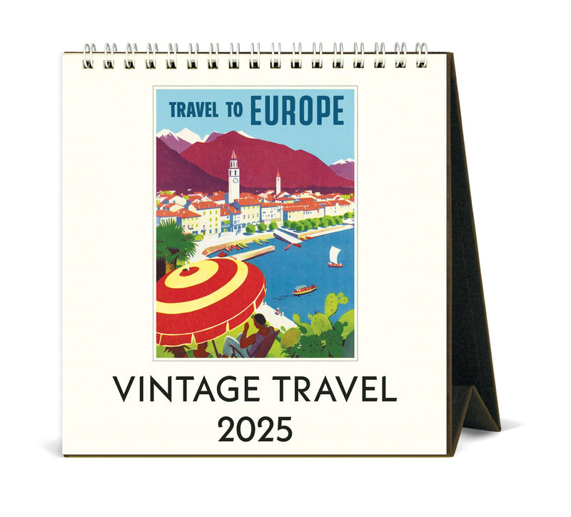 Cavallini - 2025 Desk Calendar - 6 x 6.5ins - Vintage Travel