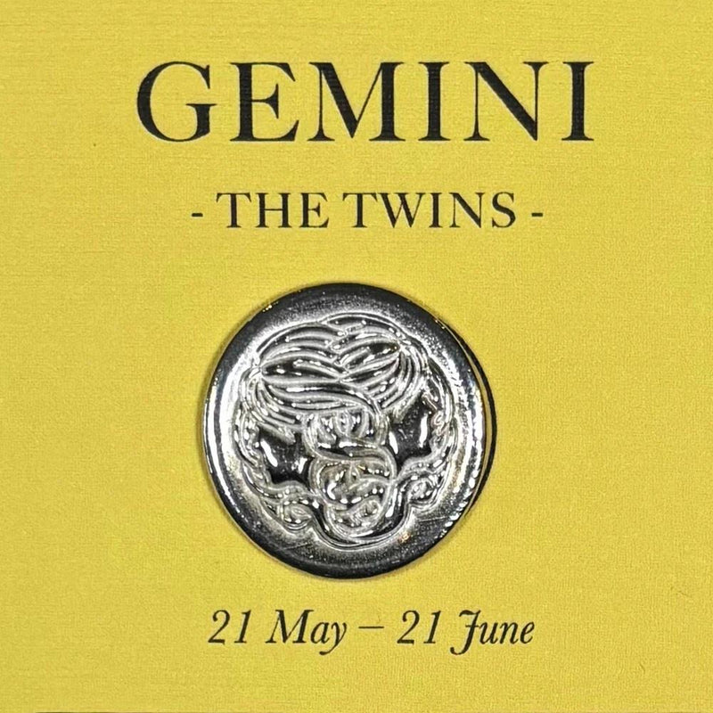 Gemini The Twins (21 May - 21 June) - Zodiac Lucky Pocket Charm - Pewter Token - Compton & Clarke