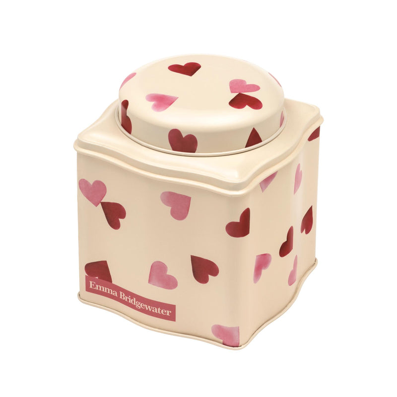 Emma Bridgewater - Pink Hearts Dome Lid Curved Tin - Tea Caddy 12x10x10cms