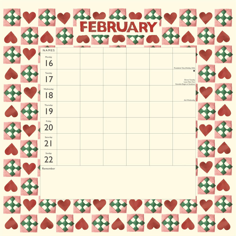 Emma Bridgewater - 2026 Family Wall Calendar - Week To View/6 Columns - Fruits & Flowers