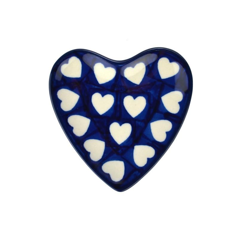 Mini Heart Plate/Platter - Hearts - 9x9cms - B49-0375JX - Polish Pottery